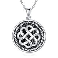 TOUPOP Sterling Silver Celtic Knot Pendant Necklace Luck Irish Jewelry Gift-undefined