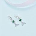 wholesale 925 Sterling Silver Malachite & Blue Crystal Mermaid Tail Leverback Earrings-0-1