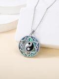 wholesale 925 Sterling Silver Yin Yang Abalone Shell Pendant Necklaces for Women-0-4