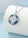 wholesale TOUPOP 2024 Graduation Gifts Star Of David Compass Crystal Necklace Sterling Silver Jewish Star Pendant Jewelry For Women Teen Christmas Birthday Gift -0-1