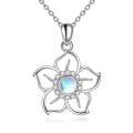 wholesale 925 Sterling Silver Moonstone Flower Pendant Necklace With Crystal Accents-0-0