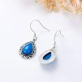wholesale 925 Sterling Silver Turquoise Blue Agate Teardrop Earrings for Women Western Ethnic Dangling Birthstone Jewelry Gifts-0-2