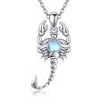 wholesale 925 Sterling Silver Heart-Shaped Moonstone Scorpion Pendant Necklaces  for Her-0-0