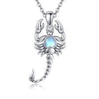 wholesale 925 Sterling Silver Heart-Shaped Moonstone Scorpion Pendant Necklaces  for Her-Scorpion