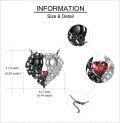 wholesale 925 Sterling Silver Black & White Skulls w/Heart Coffin Moon Pendants Gothic Necklaces for Women-0-2