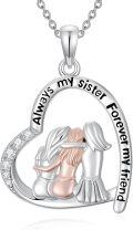 wholesale TOUPOP Christmas Gifts For Sisters From Sisters/brothers 925 Sterling Silver Heart/moon Pendant Always My Sister Forever My Friend Birthday Gifts For Sister -0-0