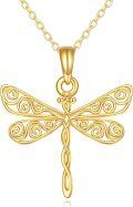 wholesale 14K Gold Filigree Dragonfly Pendant Necklace for Women - Animal Lovers' for Anniversaries & Birthdays-0-0