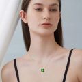 wholesale 14k Green Clover Necklace Wholesale With Lab Diamond And Ladybug Charm-0-1