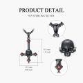 wholesale Black  Skull Cross Pendant Necklace  with Red CZ Stones - Religious Christian s for Women and Men-0-4