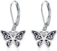 wholesale 925 Sterling Silver Celtic Knot Butterfly Leverback Dangle Earrings for Women and Girls-Silver A