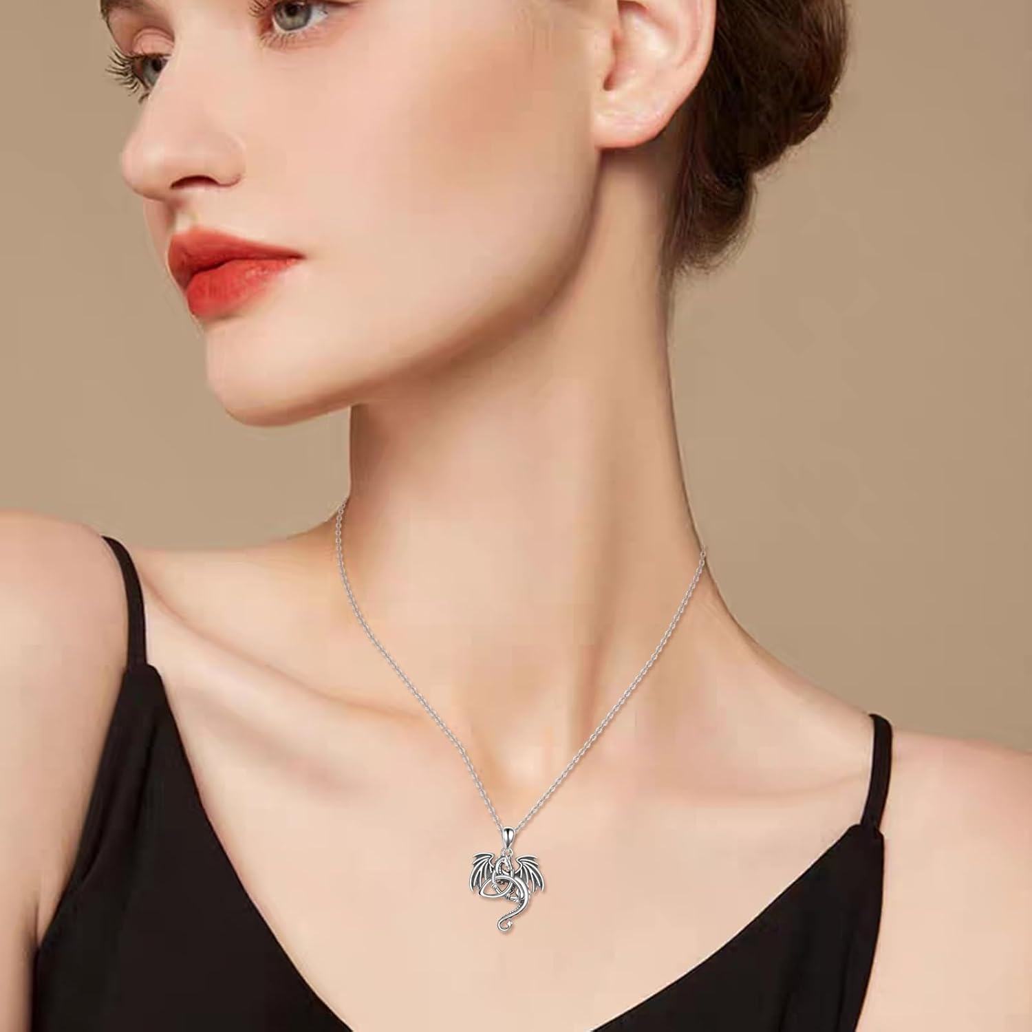Sterling Silver Crystal Dragon Necklace Jewelry-0-3