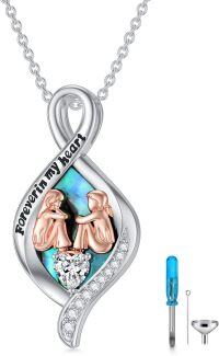 wholesale 925 Sterling Silver Forever in My Heart Angel Pendant Keepsake Jewelry Set-Urn Necklace for Sisters