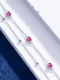 wholesale 925 Sterling Silver Ruby & 5A CZ Heart Charm Bracelet - July Birthstone, Dainty Adjustable Gift for Women-0-2