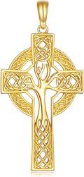 wholesale 14K Gold Celtic Tree of Life Cross Pendant Necklace - Religious  for Men & Women-0-0
