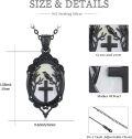 wholesale 925 Sterling Silver Gothic Raven Cross Pendant Necklace - Black & White Stone Halloween Crow  for Women-0-3