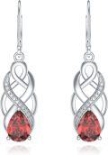 wholesale 925 Sterling Silver 12 Months Birthstone Celtic Knot Drop Leverback Earrings-0-0
