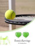 wholesale 925 Sterling Silver Green Heart-Shaped Enamel Sport Stud Earrings - Tennis Gift for Women-0-3