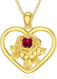 wholesale 14K Gold Plated 925 Sterling Silver Birthstone Love Rose Necklace for Women-G1-July