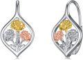 wholesale Sterling Silver Flower Leverback Earrings for Women Teens Birthday-0-0