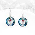 wholesale 925 Sterling Silver Red Cardinal Cross Swarovski Crystal Drop Earrings Gifts for Her-0-3