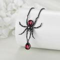wholesale Gothic 925 Sterling Silver Red Garnet Spider Pendant Necklace for Women-0-3