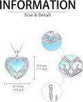 wholesale 925 Sterling Silver Heart-Shaped Blue Opal and Moss Agate Pendant Necklace-0-5