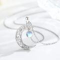 wholesale 925 Sterling Silver Opalite Crescent Moon Pendant Necklace with Celtic Knot Design-0-1