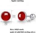 wholesale 925 Sterling Silver Red Coral Round Stud Earrings with Twist-Back Closure for Women-0-1