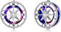 wholesale 925 Sterling Silver Crystal Blue Ocean Compass Stud Earrings for Women - Nautical  Ideas-0-0