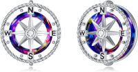 wholesale 925 Sterling Silver Crystal Blue Ocean Compass Stud Earrings for Women - Nautical  Ideas-Multi
