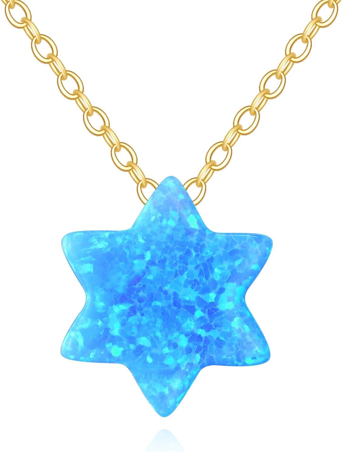 wholesale 14K Gold Blue Opal Evil Eye Hamsa Butterfly Heart Pendant Necklace-0-1