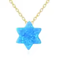 wholesale Gold 14k Blue Opal Evil Eye Hamsa Pendant Necklaces Wholesale with Chain-0-1