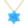 wholesale 14K Gold Blue Opal Evil Eye Hamsa Butterfly Heart Pendant Necklace-0-0