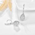 wholesale 925 Sterling Silver Teardrop Filigree Dangle Drop Leverback Earrings with Cubic Zirconia for Women-0-1