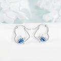 wholesale 925 Sterling Silver Turtle Blue Crystal Heart Hoops  for Her-0-2