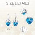 wholesale 925 Sterling Silver Angel Wing Heart Blue Crystal Drop Earrings s for Women-0-3