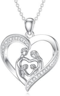 wholesale S925 Sterling Silver 0.08cttw Lab Grown Diamond Family Pendant Necklace-Two