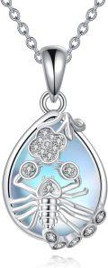 wholesale 925 Sterling Silver 925 Teardrop Pendant w/Blue Shell Lobster Charm Necklace-0-0