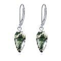 wholesale 925 Silver Moss Agate Drop Earrings Platinum Plated Teardrop Lever Back For Women-0-0