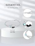 wholesale 925 Sterling Silver Black Cat Moon Heart Charm Bracelet-0-4