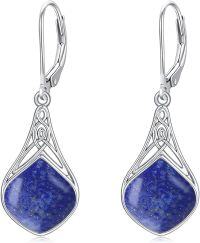 wholesale Sterling Silver Celtic Teardrop Drop Earrings Jewelry Gifts for Women-Lapis Lazul
