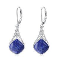 wholesale 925 Sterling Silver Teardrop Drop Earrings Wholesale With Celtic Knots-Lapis Lazul