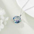 wholesale 925 Sterling Silver Blue Crystal Dragonfly Tree of Life Pendant Necklace-0-2