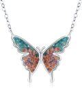 wholesale 925 Sterling Silver Multi-Color Stone Butterfly Pendant Necklace - Elegant Charm  for Her-0-0