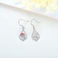 wholesale 925 Sterling Silver Red Cap Mushroom Teardrop Drop Earrings for Women Girls  4cm Long-0-3