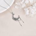 wholesale 925 Sterling Silver Gothic Witch Moon & Flower Pearl Tassel Pendant Necklace for Women Girls-0-2