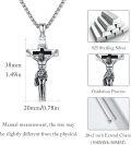 wholesale 925 Sterling Silver Crucifix Cross Jesus Christ Pendant Necklace for Men Women with INRI Inscription and 3MM  Cable Chain (Silver)-0-2