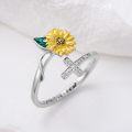 wholesale Sunflower Ring 925 Sterling Silver Cross Sunflower Open Ring Adjustable Faith Religious Christian Jewelry Christmas Birthday Gifts For Women Mom Wife Daughter Sister Friend -0-3