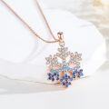 wholesale 925 Sterling Silver & Rose Gold Plated Blue Crystal Snowflake Pendant Necklace-0-2