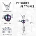 wholesale 8mm Black Pearl Sterling Silver Necklace - Simple Elegant Minimalist Dainty Pendant Jewelry for Women-0-2